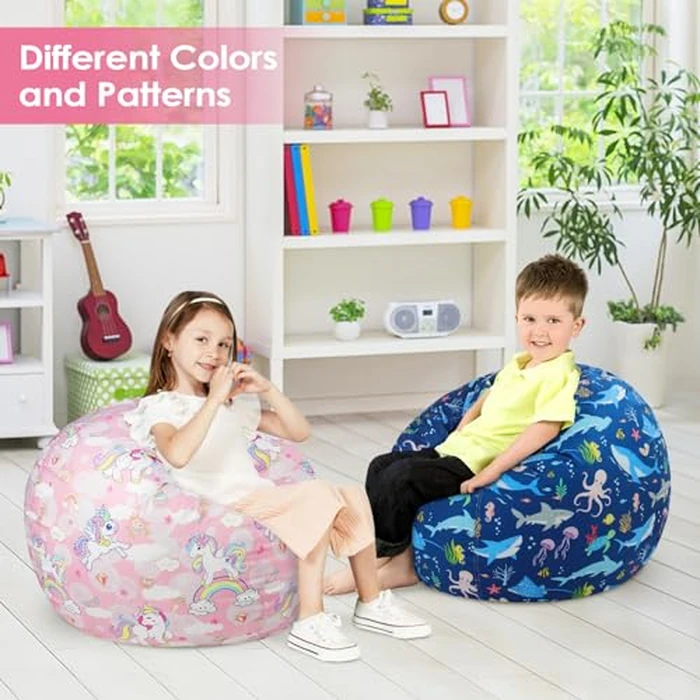 decalsweet Bean Bag Chair for Kids Stuffed Animal Storage Beanbag Chairs,Toddler Toy Storage Organizer for Girls and Boys,Large 32'' Cover Only（No Filling by decalsweet - Image 6