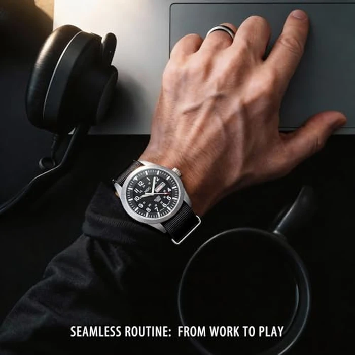 Infantry Military Watches for Men Tactical Wrist Watch, Waterproof Outdoor Sport Field Black Mens Analog Wristwatch, Army Casual Work 12/24 Hr Date Day Nylon Band by Infantry - Image 5