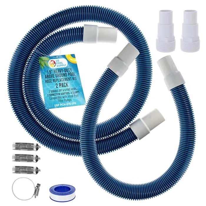 U.S. Pool Supply 1.5" Heavy-Duty Above Ground Pool Hose Replacement Kit - 3 Foot and 6 Foot Hoses, 2 Connection Adapters, 4 Clamps - Compatible with Intex Pool Filter Pumps by U.S. Pool Supply - Image 1