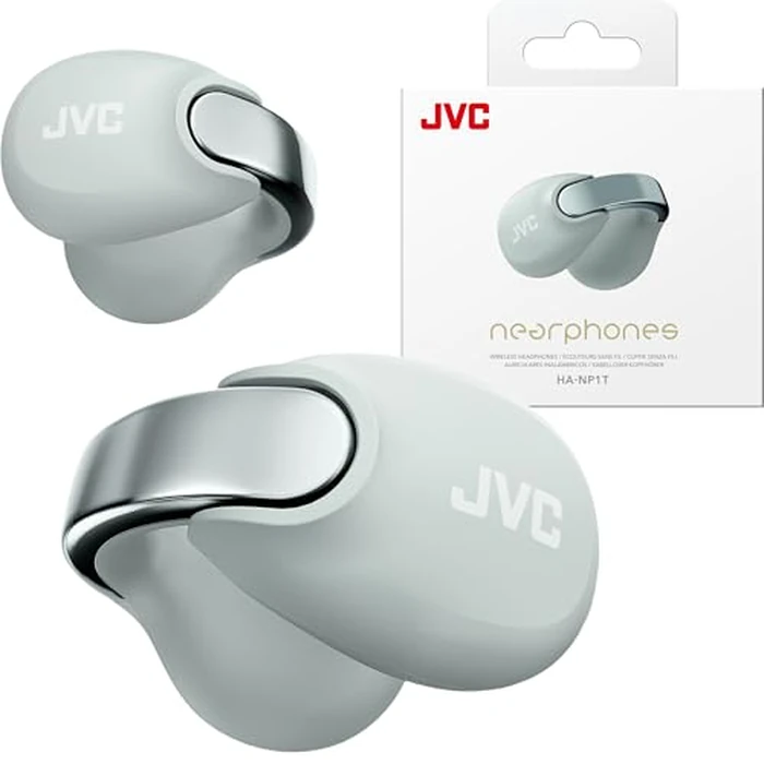 JVC nearphones Open Ear-Cuffs Wireless Headphones with Clasp Mechanism, Multipoint, Single Ear use, BT 5.3, Long Battery Life (up to 24 Hours) - HA-NP1T-H ICE Grey by JVC - Image 1