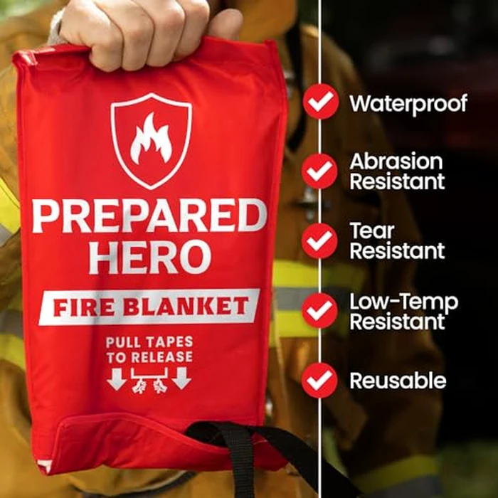 Prepared Hero Emergency Fire Blanket - 4 Pack - Fire Suppression Blanket for Kitchen, 40” x 40” Fire Blanket for Home, Fiberglass Fire Blanket by Prepared Hero - Image 3