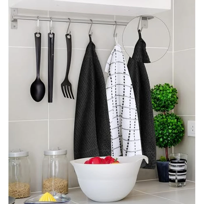 Utopia Towels Kitchen Towels, 12 Pack, 15 by 25 Inches, Dobby Weave, 100% Ring Spun Cotton, Super Soft and Absorbent Dish, Tea, and Bar Towels, Black by Utopia Towels - Image 6