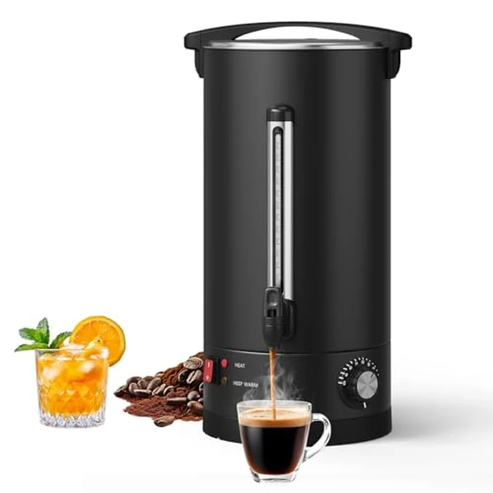 Garvee 18 L/120 Cups Coffee Urn- 4.8 gal Double Wall Commerical Coffee Maker for Buffet Catering Wedding Gathering,Large Capacity Hot Coffee Dispenser,Stainless Steel Hot Water Urn-Black by Garvee - Used - Very Good condition - US$80.99