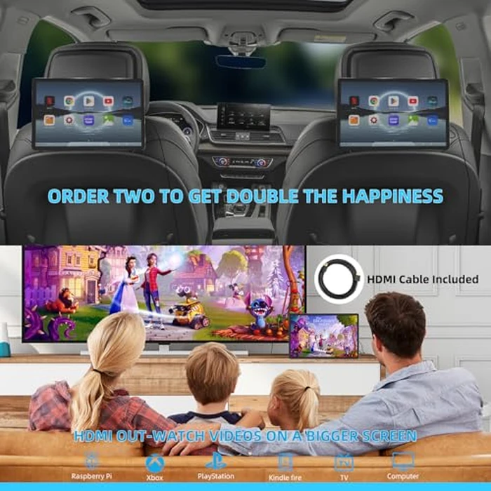 Kaskawise 14" 4K Android 13 Portable Car TV Headrest Monitor Tablet for Back Seat with 5G WiFi and Bluetooth, IPS Touch Screen Video Player,Support Phone Control,Airplay,HDMI,SD,USB,4G+64GB by Kaskawise - Image 4