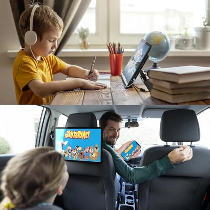 Kaskawise 14" 4K Android 13 Portable Car TV Headrest Monitor Tablet for Back Seat with 5G WiFi and Bluetooth, IPS Touch Screen Video Player,Support Phone Control,Airplay,HDMI,SD,USB,4G+64GB by Kaskawise - Image 6