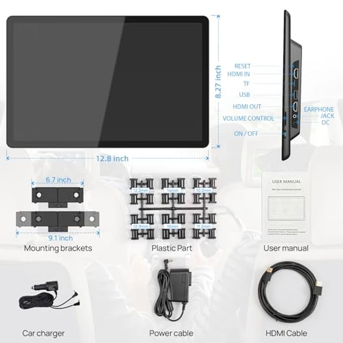 Kaskawise 14" 4K Android 13 Portable Car TV Headrest Monitor Tablet for Back Seat with 5G WiFi and Bluetooth, IPS Touch Screen Video Player,Support Phone Control,Airplay,HDMI,SD,USB,4G+64GB by Kaskawise - Image 8