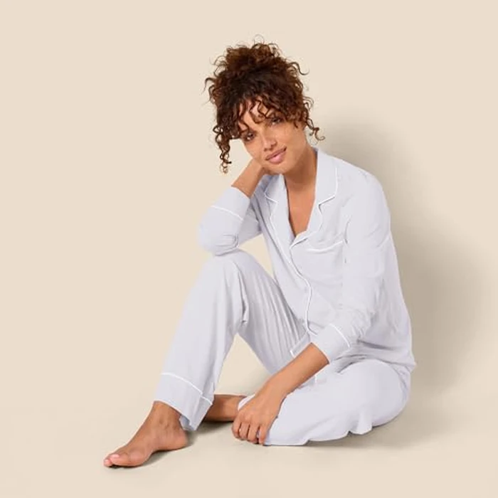 Amazon Essentials Women's Long Sleeve Cotton Modal Pajama Set, Loungewear with Full-Length Bottom, Lilac, 3X by Amazon Essentials - Image 3