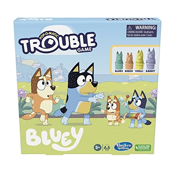 Trouble: Bluey Edition Board Game, Fun Game for Kids Ages 5 and Up, Game for 2-4 Players, Race Bluey, Bingo, Bandit, or Chilli to The Finish (Amazon Exclusive) by Hasbro Gaming - Image 1