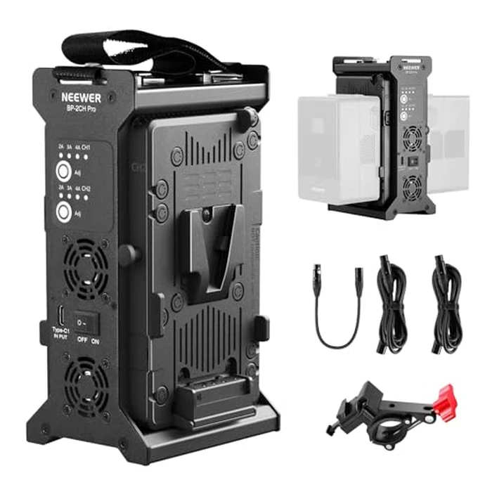 NEEWER V Mount Battery Charger Dual Channel with 100W PD USB C Fast Charging, DC 48V/DC24V/100W PD/D TAP Outputs, Multifunctional Metal Charger Compatible with SmallRig NEEWER PS099E VB99, BP-2CH Pro by NEEWER - Used - Very Good condition - CA$169.03