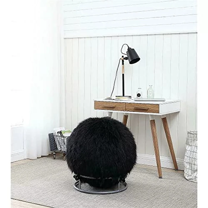 J&V TEXTILES 65 Inch Posture Fuzzy Exercise Yoga Ball Chair Set (Black) by J&V TEXTILES - Used - Like New condition - US$40.62