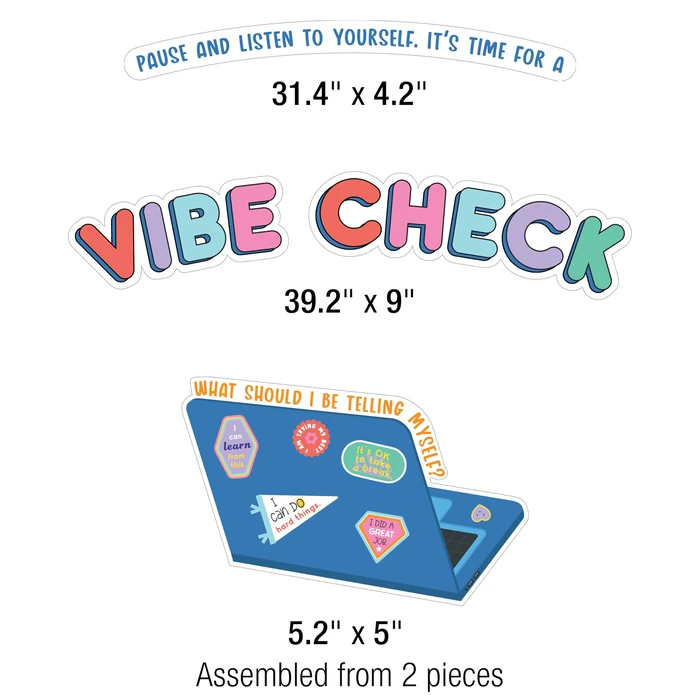Carson Dellosa We Stick Together 51-Piece Vibe Check Bulletin Board Set, Colorful Laptop, Water Bottle, Notebook, and Sticker Accents for Bulletin Board, White Board, and Colorful Classroom Décor by Carson Dellosa Education - Image 3