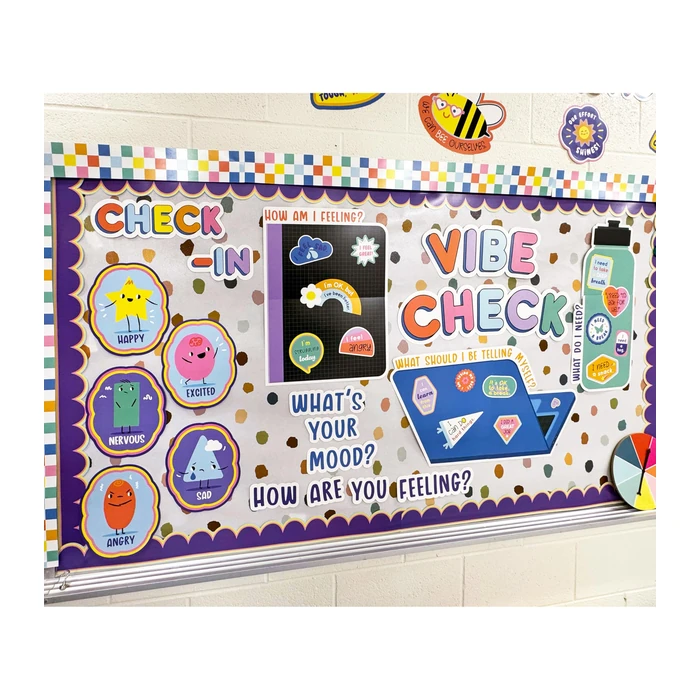Carson Dellosa We Stick Together 51-Piece Vibe Check Bulletin Board Set, Colorful Laptop, Water Bottle, Notebook, and Sticker Accents for Bulletin Board, White Board, and Colorful Classroom Décor by Carson Dellosa Education - Image 7