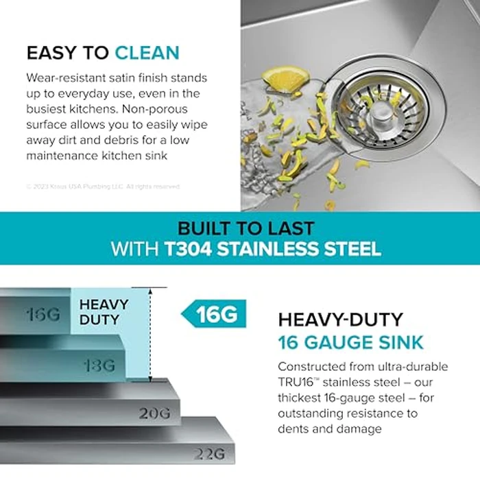 KRAUS Kore 32-Inch Undermount Workstation 16 Gauge Single Bowl Stainless Steel Kitchen Sink with Accessories, KWU110-32 by Kraus - Image 9