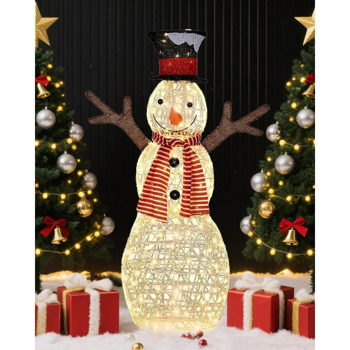 44'' Christmas Outdoor Decoration Light up Snowman, Outside Christmas Decor with 80 LED Lights for Yard Patio Lawn Garden Party by Pterying - Used - Very Good condition - US$20.11