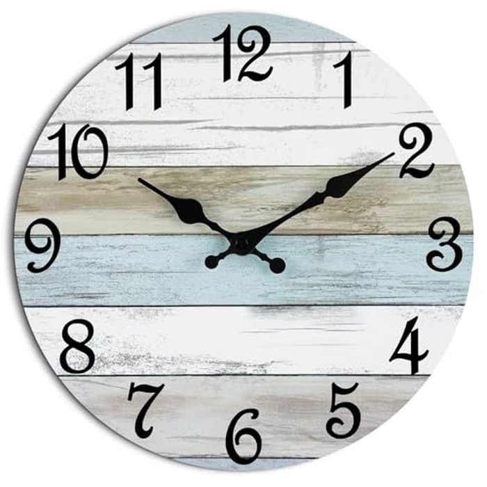 CHYLIN Wall Clock, Silent Non Ticking Battery Operated, Rustic Coastal Country Clock Decorative for Bathroom Kitchen Bedroom 8 by CHYLIN - Used - Like New condition