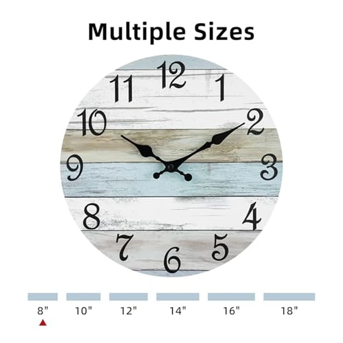 CHYLIN Wall Clock, Silent Non Ticking Battery Operated, Rustic Coastal Country Clock Decorative for Bathroom Kitchen Bedroom 8 by CHYLIN - Image 3