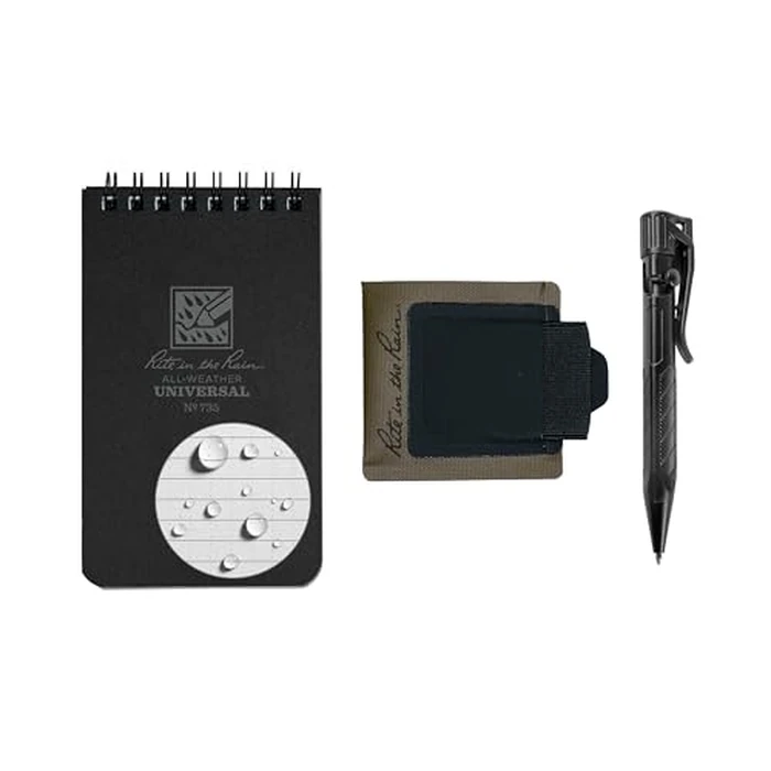 Rite in the Rain All-Weather Monsoon Adhesive Pen and Card Holder Kit, Black 3” x 5” Top-Spiral Notebook, and All-Weather Black Bolt-Action Pen (No. PH2-KIT) by Rite in the Rain - Used - Like New condition - CA$26.69