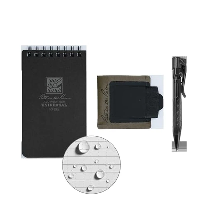 Rite in the Rain All-Weather Monsoon Adhesive Pen and Card Holder Kit, Black 3” x 5” Top-Spiral Notebook, and All-Weather Black Bolt-Action Pen (No. PH2-KIT) by Rite in the Rain - Image 5