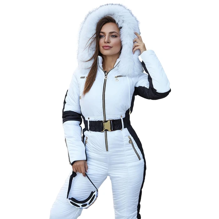 Yousify Womens Winter Onesie Ski Jumpsuits Outdoor Sports Waterproof Snowsuit Removable Faux Fur Collar Coat Jumpsuit by Yousify - Image 3