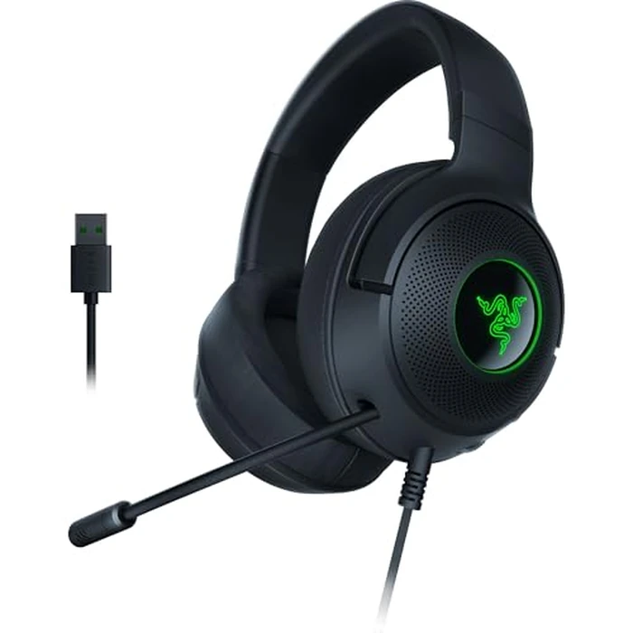 Razer Kraken V3 X Wired USB Gaming Headset: Lightweight Build - Triforce 40mm Drivers - HyperClear Cardioid Mic - 7.1 Surround Sound - Chroma RGB Lighting - Black by Razer - Image 1