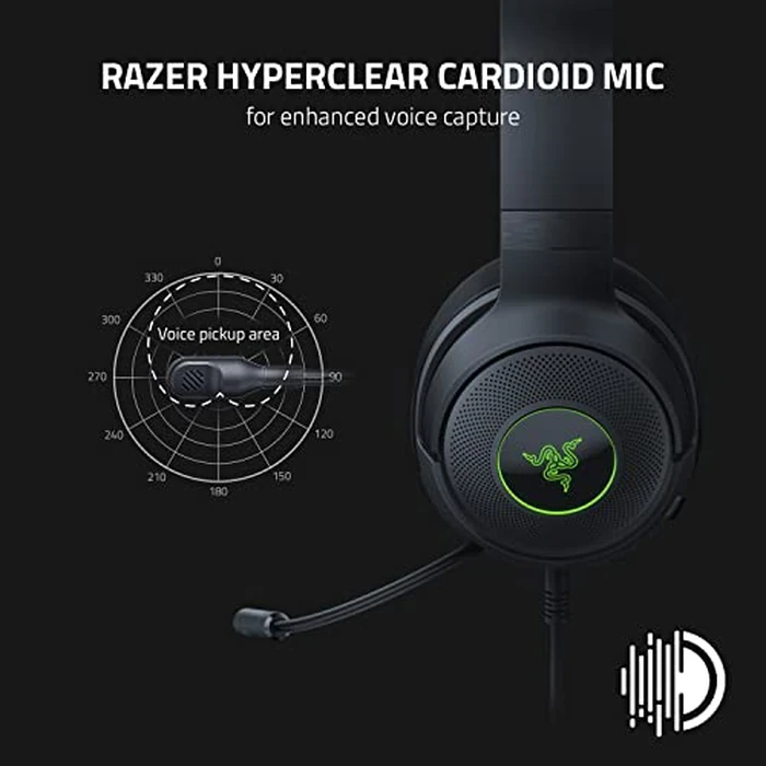Razer Kraken V3 X Wired USB Gaming Headset: Lightweight Build - Triforce 40mm Drivers - HyperClear Cardioid Mic - 7.1 Surround Sound - Chroma RGB Lighting - Black by Razer - Image 4