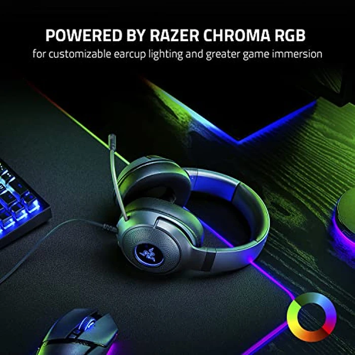 Razer Kraken V3 X Wired USB Gaming Headset: Lightweight Build - Triforce 40mm Drivers - HyperClear Cardioid Mic - 7.1 Surround Sound - Chroma RGB Lighting - Black by Razer - Image 7