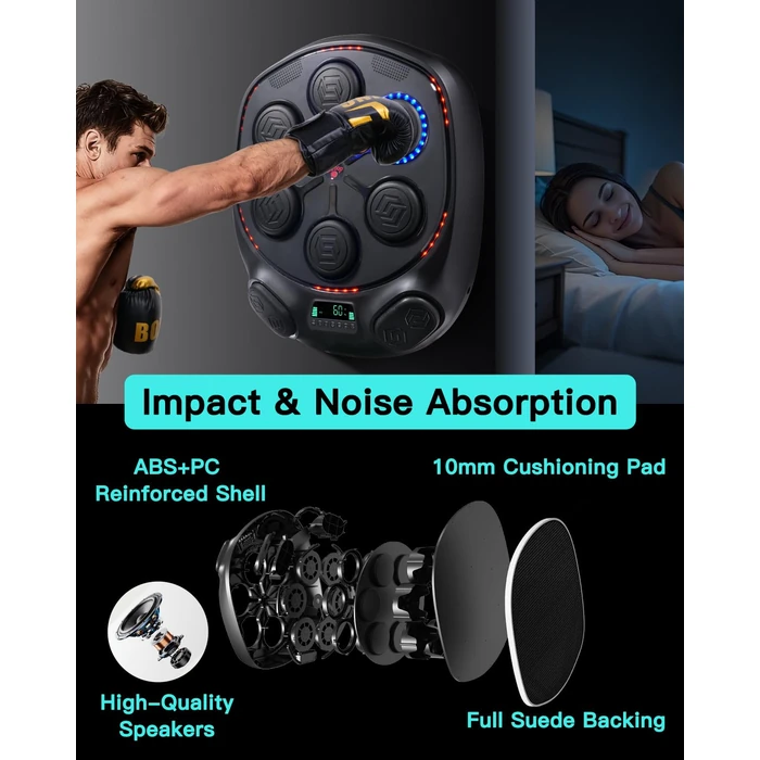 shroop Music Boxing Machine for Adults & Kids - Wall-Mounted Interactive Bluetooth Punch Trainer, High-Sensitivity, Rhythm Adaptation, 6/8 Targets, Ideal for Home, Office, and Gym Use by shroop - Image 6