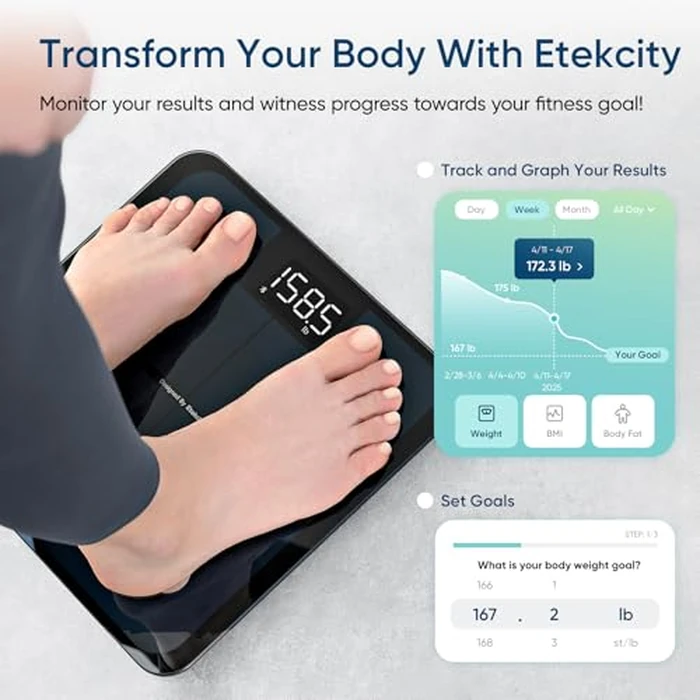 Etekcity Smart Scale for Body Weight, FSA&HSA Eligible, Bathroom Digital Weighing Scale with BMI, Body Fat, Muscle Mass, Accurate Bluetooth Home User Health Equipment Sync Apps, LED, Tempered glass by Etekcity - Image 4
