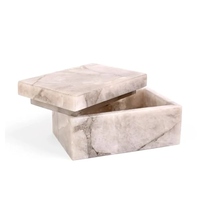 Smoky Quartz Jewelry Box Crystal Storage Keepsake with Lid Natural Healing Stone Organizer for Ring, Necklaces, Bracelet Energy Cleansing, Protection Home Décor Christmas Thanksgiving New Year Gift by Generic - Used - Very Good condition