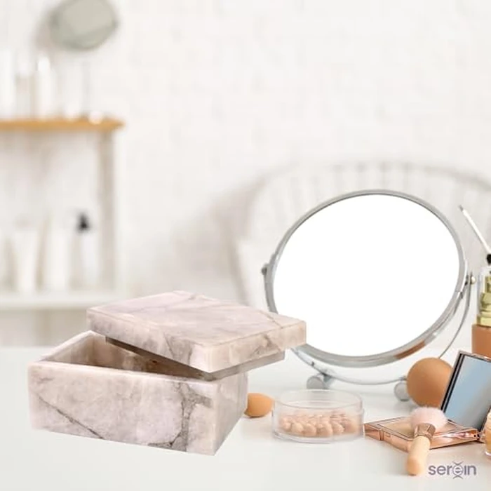 Smoky Quartz Jewelry Box Crystal Storage Keepsake with Lid Natural Healing Stone Organizer for Ring, Necklaces, Bracelet Energy Cleansing, Protection Home Décor Christmas Thanksgiving New Year Gift by Generic - Image 3