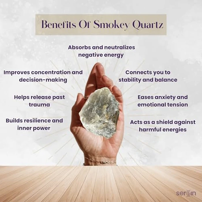 Smoky Quartz Jewelry Box Crystal Storage Keepsake with Lid Natural Healing Stone Organizer for Ring, Necklaces, Bracelet Energy Cleansing, Protection Home Décor Christmas Thanksgiving New Year Gift by Generic - Image 4