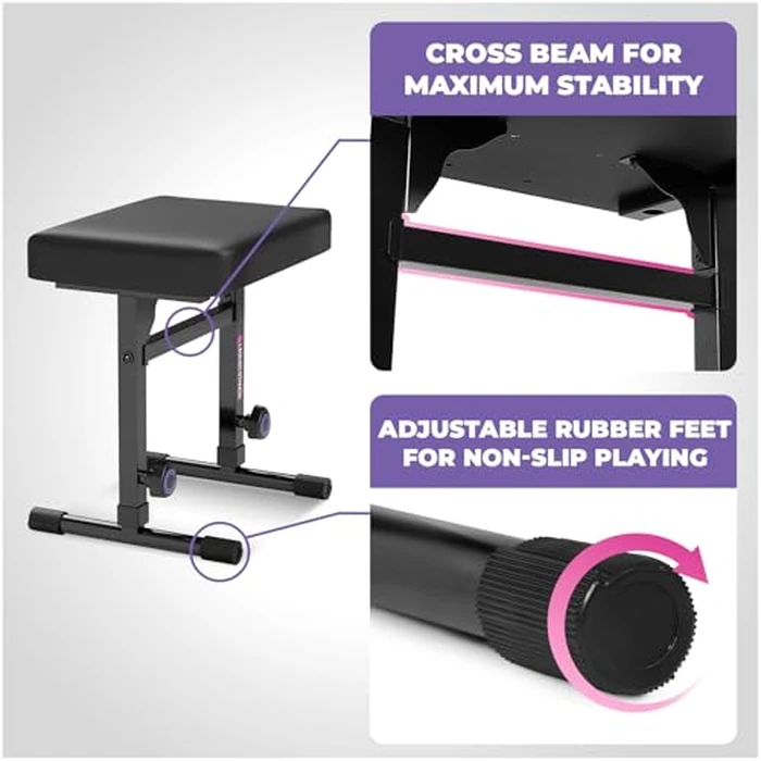 Liquid Stands Piano Keyboard Stand and Bench Set - Portable Heavy Duty Digital Piano Stand for 54-88 Key Electric Pianos & Adjustable Chair, Stool, Seat - Sturdy Keyboard Music Accessories by Liquid Stands - Image 5