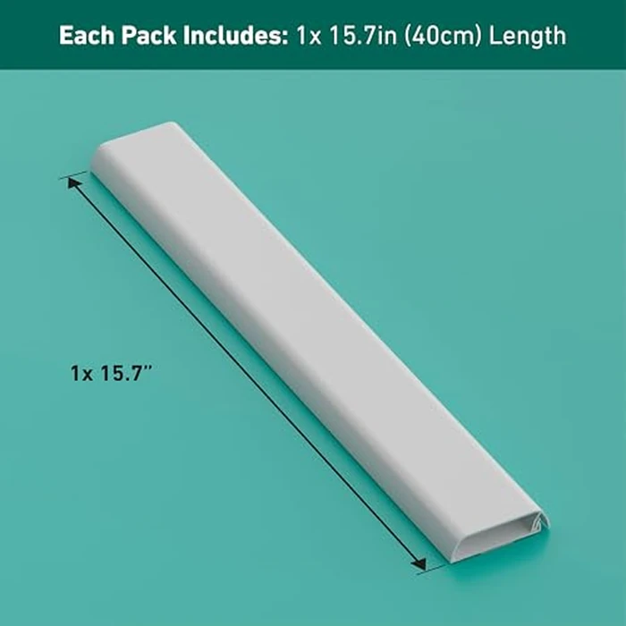 D-Line TV Wall Mount Cord Hider, Hide Mounted TV Cables, Wire Covers, Self Adhesive Cover for Cords, Paintable, Low Profile, Seamless Cable Raceway - 2.36in W x 0.59in H x 15.7in L - White by D-Line - Image 4