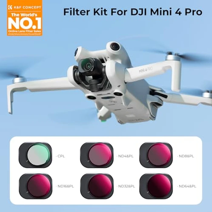 K&F Concept Filters for Mini 4 Pro, CPL+ ND4+ ND8+ ND16+ ND32+ ND64, 6 Pack Neutral Density Polarizing Filter for DJI Mini 4 Pro Accessories by K&F CONCEPT - Image 2