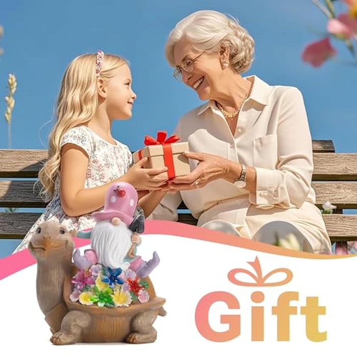 Etlemonde Solar Gnomes Outdoor Turtle Garden Statue for Yard with Outdoor Decorations for Patio Mom Gift by Etlemonde - Image 7