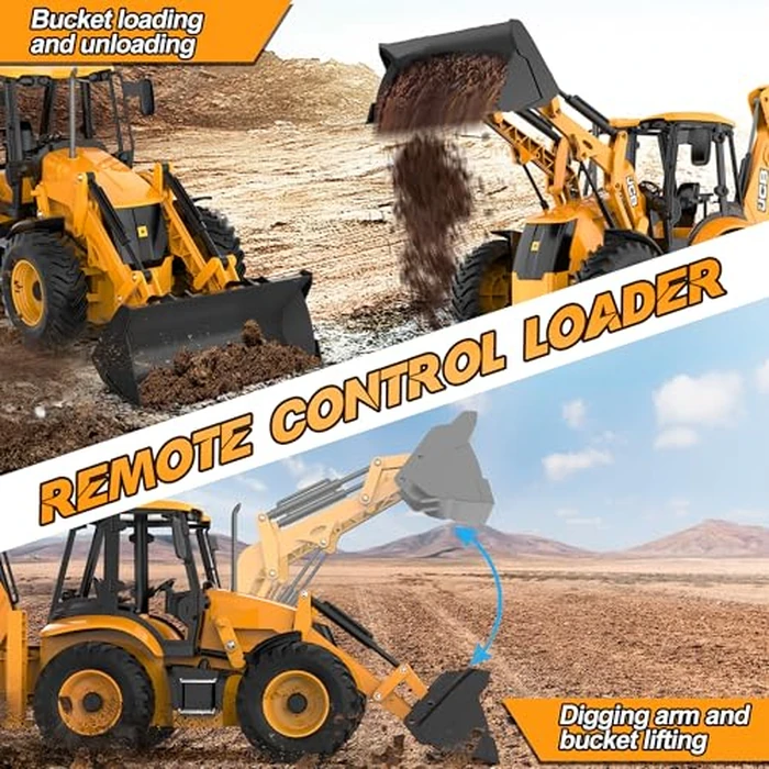 DOUBL E JCB 1:20 Scale RC Excavator & Loader - Dual-Function Construction Model with Rotating Arm, Realistic Sound & Light | Ideal by DOUBLE E - Image 3