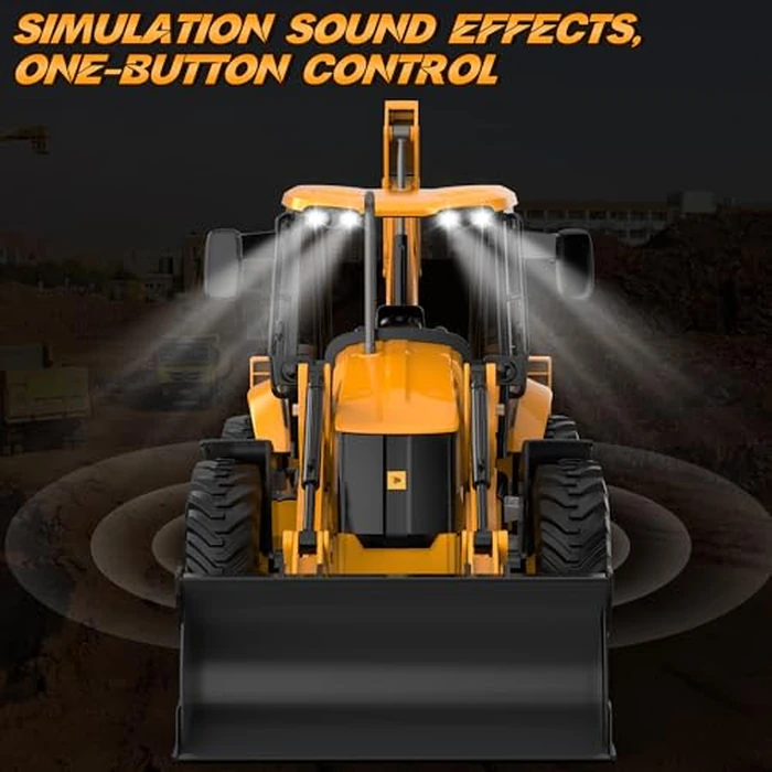 DOUBL E JCB 1:20 Scale RC Excavator & Loader - Dual-Function Construction Model with Rotating Arm, Realistic Sound & Light | Ideal by DOUBLE E - Image 4