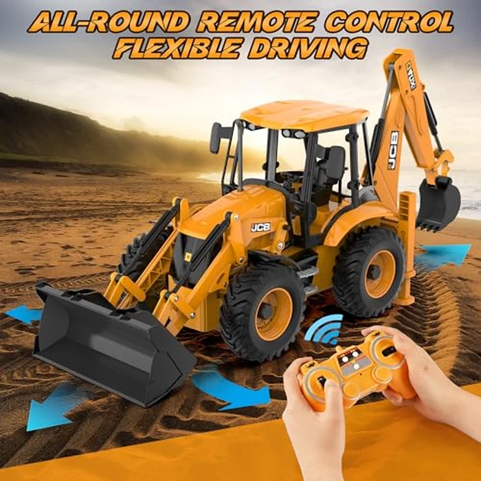 DOUBL E JCB 1:20 Scale RC Excavator & Loader - Dual-Function Construction Model with Rotating Arm, Realistic Sound & Light | Ideal by DOUBLE E - Image 5