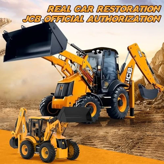 DOUBL E JCB 1:20 Scale RC Excavator & Loader - Dual-Function Construction Model with Rotating Arm, Realistic Sound & Light | Ideal by DOUBLE E - Image 6