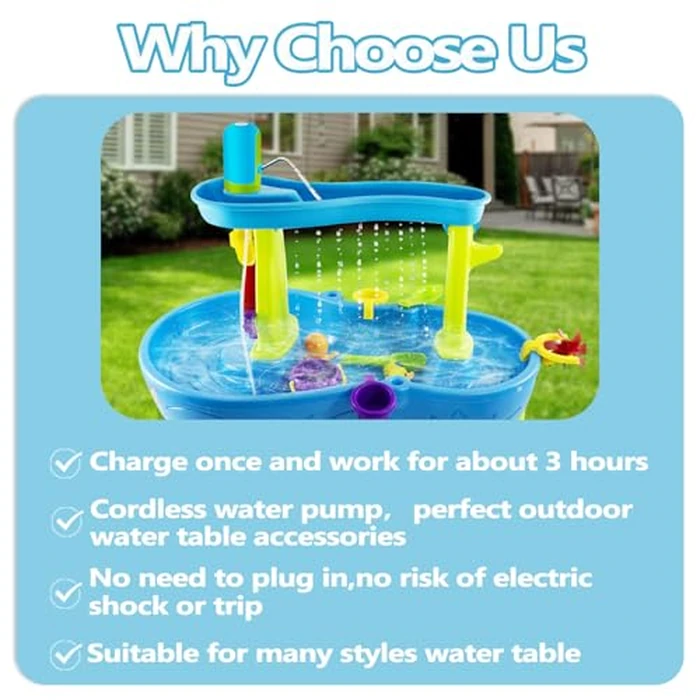 Intoypad Ultimate Water Table Pump: 3 Hours of Non-Stop Fun Rechargeable Battery Powered Water Pump for Toddlers Water Play Sand Table Toys Accessories Summer Outdoor Game Toys for Kids Blue by Intoypad - Image 3