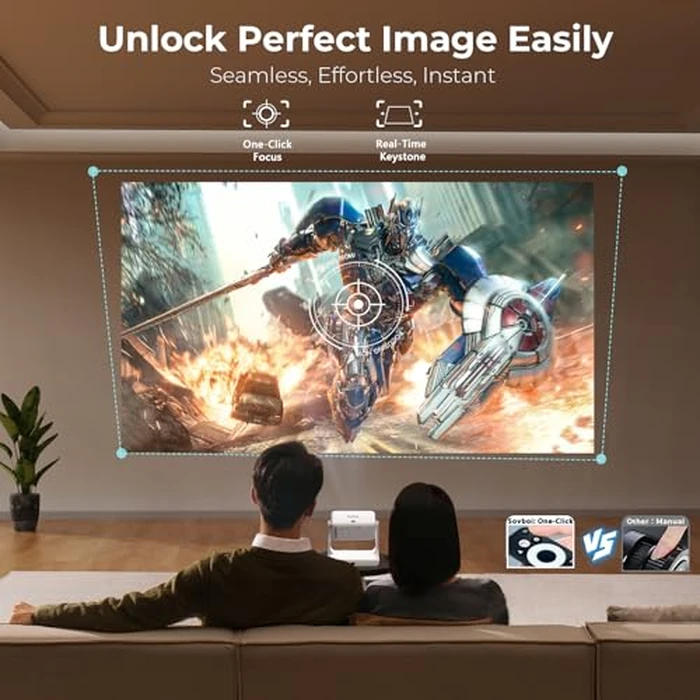 Outdoor-Projector-4K [Built-in Google TV/180 degreesRotatable Stand/Voice Control/E-Focus],Sovboi Smart Movie Projector with WiFi6 and Bluetooth, 2500 Brightness Portable Proyector for 10,000+ Streaming Apps by Sovboi - Image 5