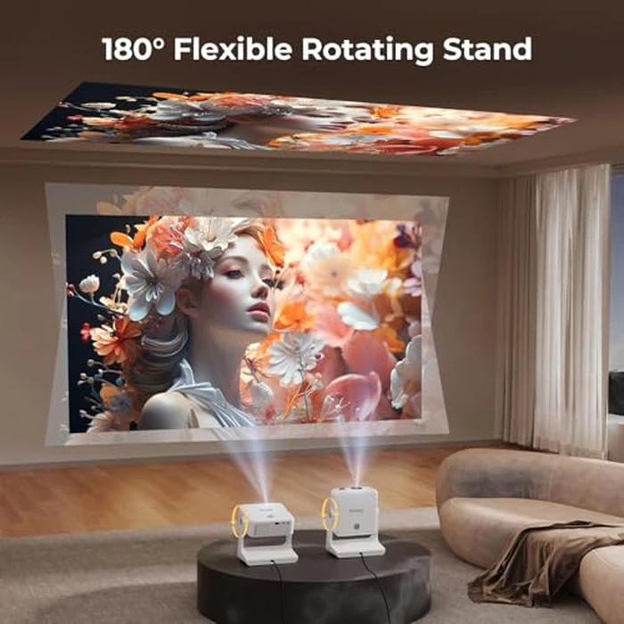 Outdoor-Projector-4K [Built-in Google TV/180 degreesRotatable Stand/Voice Control/E-Focus],Sovboi Smart Movie Projector with WiFi6 and Bluetooth, 2500 Brightness Portable Proyector for 10,000+ Streaming Apps by Sovboi - Image 6