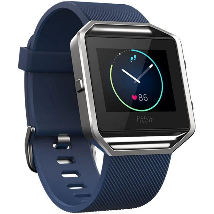 Fitbit Blaze Fitness Watch - Silver Stainless Steel Case with Blue Elastomer Elastomer - Small Size by Fitbit - Refurbished - Excellent condition - US$120.99