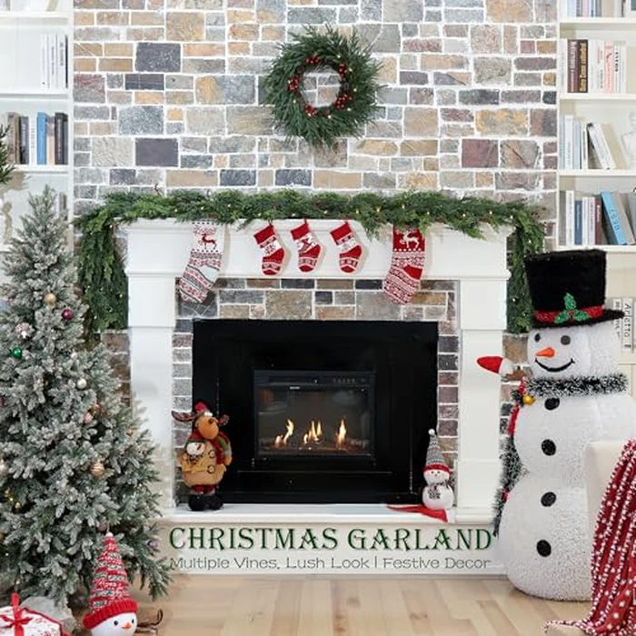 6 Feet Christmas Garland - Real Touch Cedar Garland - Realistic Greenery Cypress Pine Garland for Wall,Table,Fireplace,Mantle,Indoor Outdoor - Christmas Decorations - Free Battery LED Lights by WHANLEY L&Q - Image 8