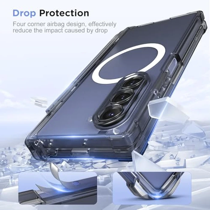 Beasyjoy for Samsung Z Fold 6 Case, Built-in Pen Holder,with Screen Protector and Stand, Compatible with Magsafe, Clear Case for Galaxy Z Fold 6, Clear Black by Beasyjoy - Image 6
