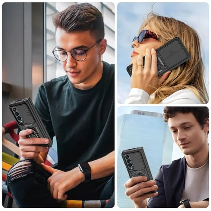 ATUMP for Galaxy Z Fold 4 Case with Slide Camera Cover, Heavy Duty Shockproof with 360 degrees Rotation Kickstand [Military Grade] Protective Case for Z Fold 4, Black by ATUMP - Image 7