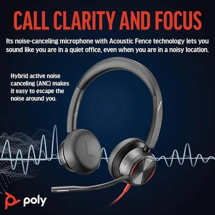Poly Blackwire 8225 Premium Wired Headset (Plantronics) - Active Noise Canceling - Hi-fi Stereo - Connect to PC/Mac - Certified for Microsoft Teams - Amazon Exclusive by POLY - Image 3