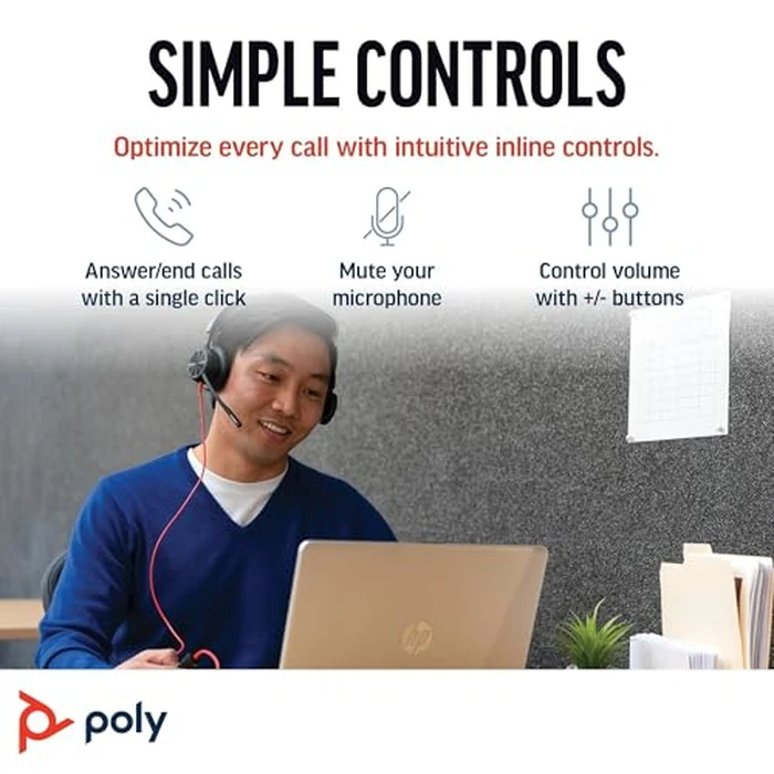 Poly Blackwire 8225 Premium Wired Headset (Plantronics) - Active Noise Canceling - Hi-fi Stereo - Connect to PC/Mac - Certified for Microsoft Teams - Amazon Exclusive by POLY - Image 4