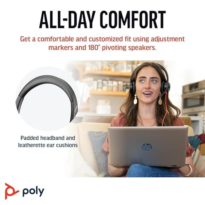 Poly Blackwire 8225 Premium Wired Headset (Plantronics) - Active Noise Canceling - Hi-fi Stereo - Connect to PC/Mac - Certified for Microsoft Teams - Amazon Exclusive by POLY - Image 5