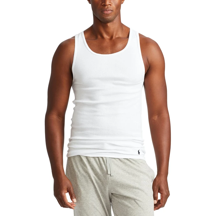 POLO RALPH LAUREN Classic Fit w/Wicking 3-Pack Tank Undershirts 3 White/Cruise Navy Pp XL by POLO RALPH LAUREN - Image 2